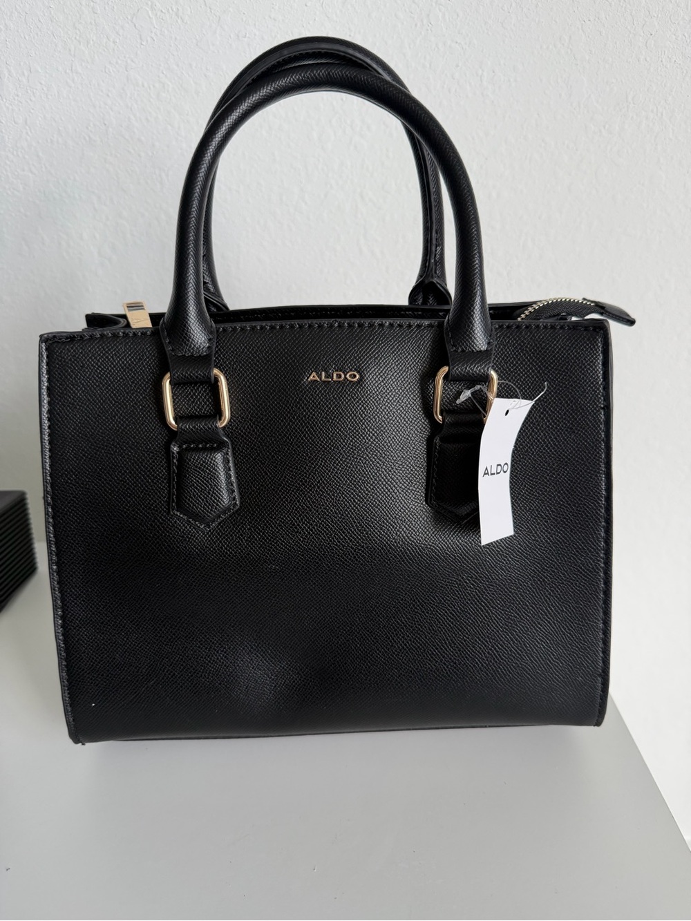 ALDO Black Satchel with Gold Accents